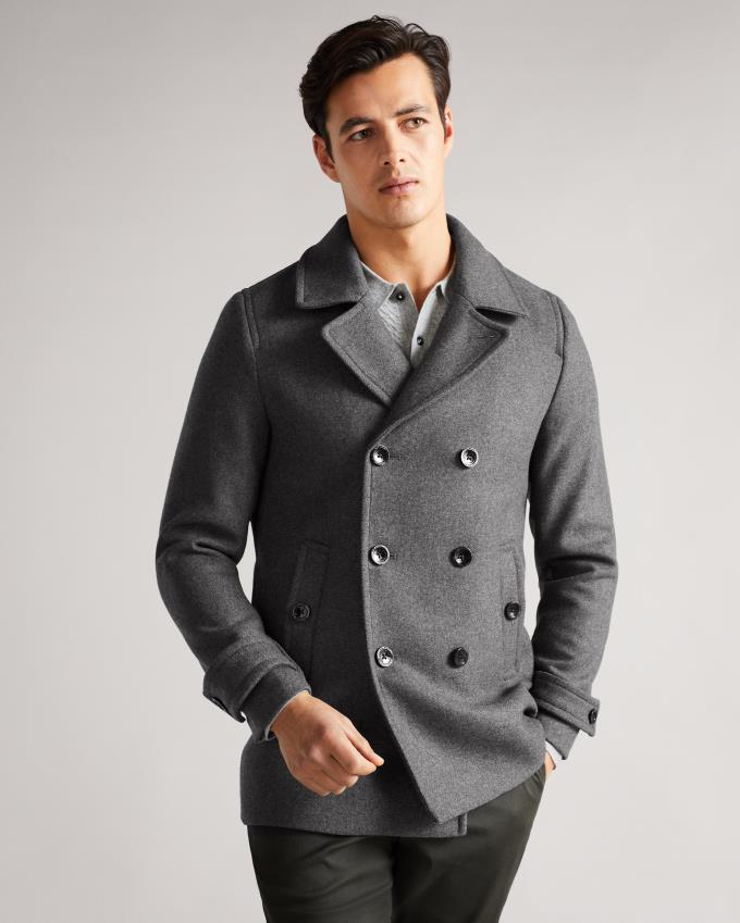 Manteau Ted Baker Wool Peacoat Grise Homme | JUT-36186818